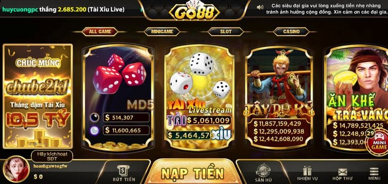 Tài xỉu livestream Go88: Bùng nổ với siêu phẩm hấp dẫn 2026 2 Điểm nổi bật của trò chơi Tài xỉu livsstream Go88